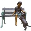 Bronze Boy & Dog on Bench