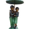 Bronze Boy Carrying Sister Umbrella Fountain