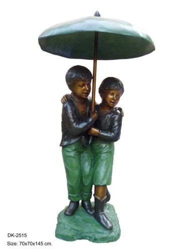 Bronze Young Lovers Umbrella Statue - DK-2515-S