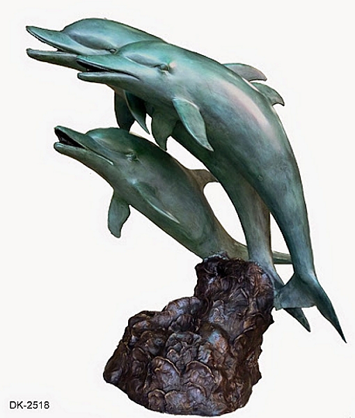 Bronze Jumping Dolphin Fountain Statue - DK 2518