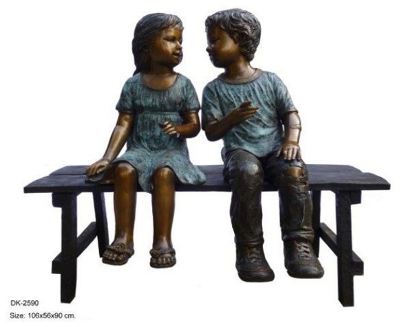 Bronze kids on a bench