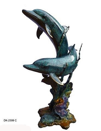 Bronze Jumping Dolphin Fountain Statue - DK 2599