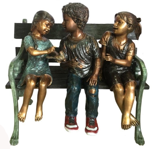 Bronze kids on a bench - DK 2673