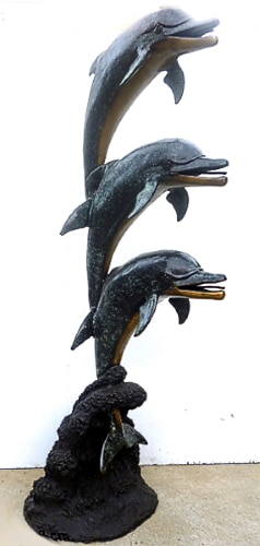 Bronze Jumping Dolphin Fountain Statue - DK 2107