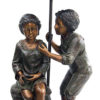 Boy & Girl Bronze Umbrella Fountain
