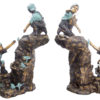 Bronze Boys Climbing Rock Fountain Statue