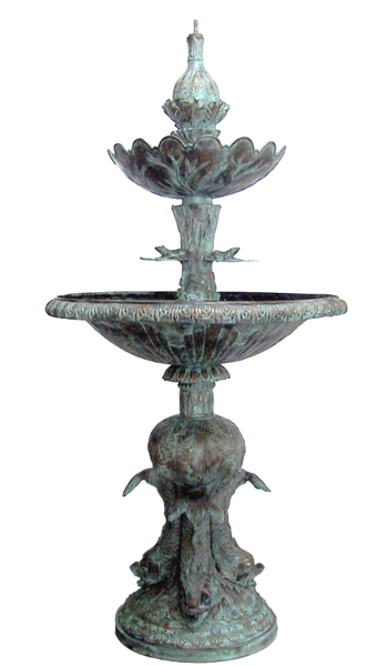 Bronze Frog, Fish Tiered Bowl Fountain