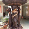 Bronze Lion, Lady, Cherub Wall Fountain (Self Contained)