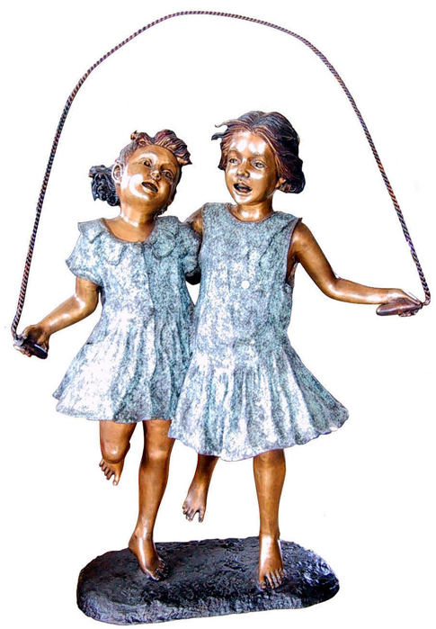 Bronze Sisters Jumping Rope Statue - DD G-030