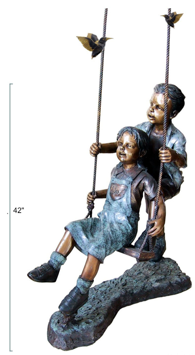 Bronze Boy & Girl Swing Statue - DD G-049