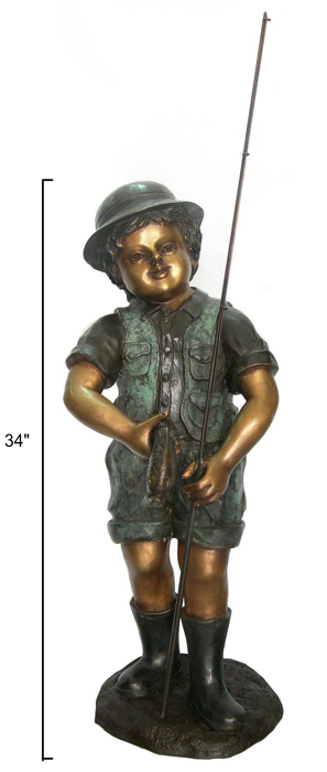 Bronze Boy Fishing Statue - DD G-058