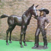 Bronze Girl Watering Pony Statue