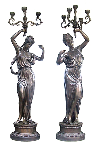 Bronze Ladies Torchiere Lamps - DD L-013A