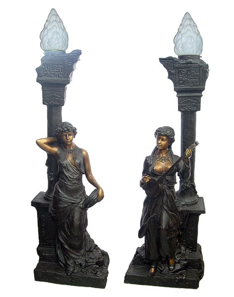 Bronze Musical Ladies Candelabra or Torchiere Light - DD L-043