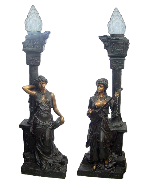Bronze Musical Ladies Candelabra or Torchiere Light