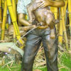 Bronze Girl & Dog Statue