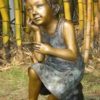 Bronze Girl Kneeling Statue