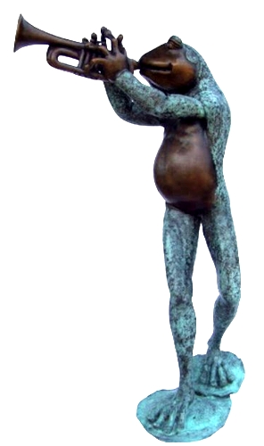 Bronze Frog Trumpet Statue - KT P-839