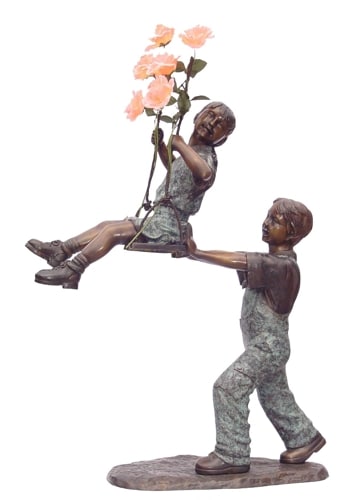Bronze Boy & Girl Swing Statues - KT AP-521