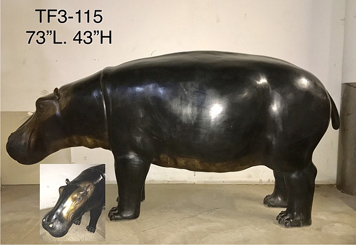 Bronze Hippopotamus Fountain Statue - ASI TF3-115