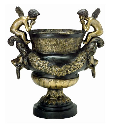 Bronze Cherubs Urn