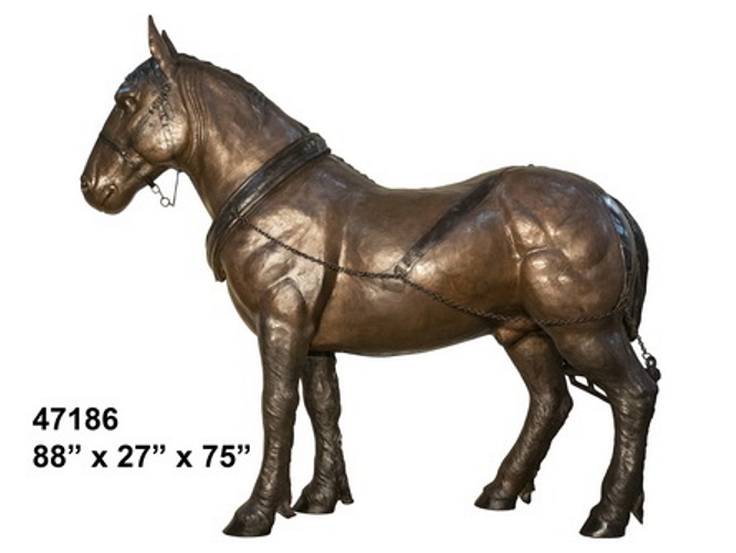 Bronze Plow Horse Statue (2021 Price) - AF 47186
