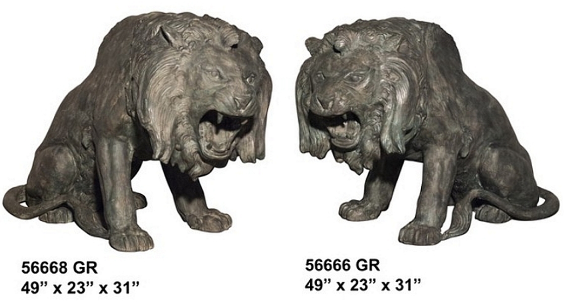 Bronze Growling Lion Statues - AF 56666-68-A