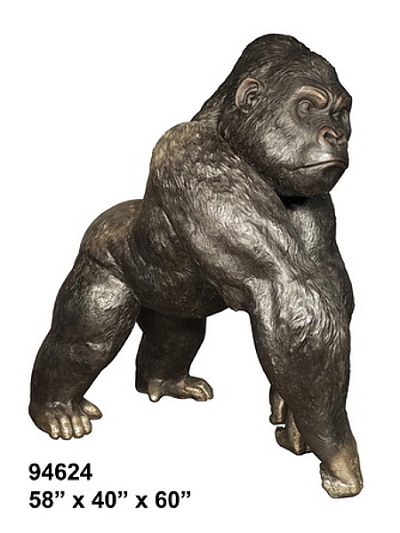 Bronze Silverback Gorilla Statue - AF 94624