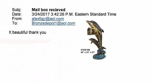 Bronze Jumping Dolphin Mailbox “It’s beautiful thank you.