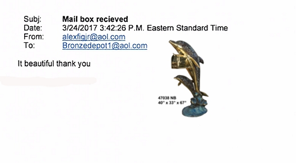 Bronze Jumping Dolphin Mailbox “It’s beautiful thank you. - AF 47038NB Reference