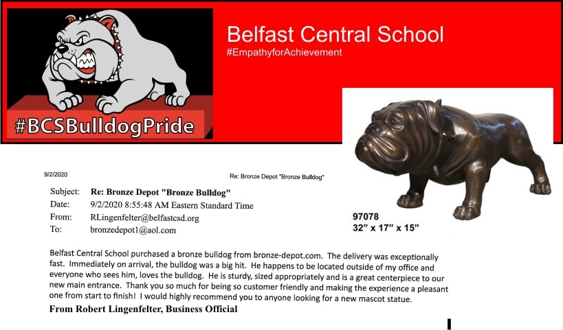 Bronze Bulldog Mascot Statue Robert Lingenfelter “The Bulldog is a big hit” - AF 97078 Reference