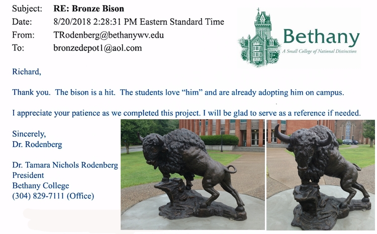 Bronze Bison Mascot Bethany College Reference - AF 55872R