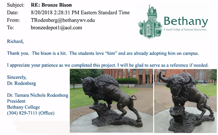 Bronze Bison Mascot The students love “him” and are already adopting him. - AF 55872 Reference