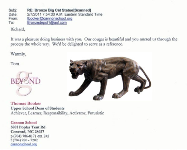 Bronze Cougar Mascot Statue “Our cougar is beautiful, you nursed us the whole way””