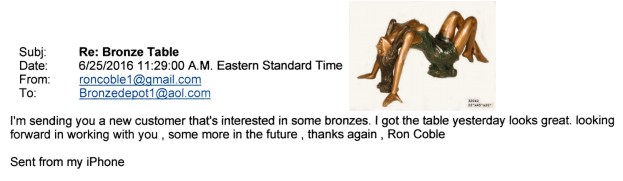 Bronze Sexy Lady Table Base “I got the table, looks great, looking forard to working with” - AF 32042 Referral