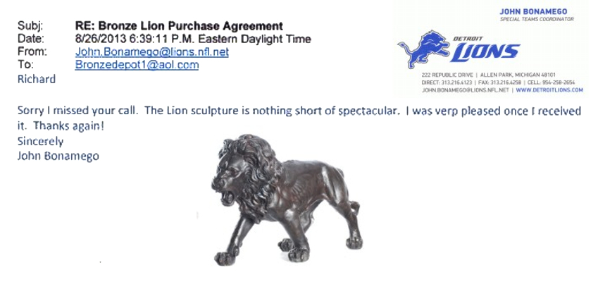 Bronze Lion Statue “Nothing short of spectacular” - ASI JS-026 Reference