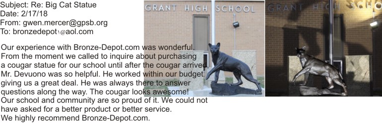 Bronze Cougar Statue Grant High School Recommendation - AF 56776-R