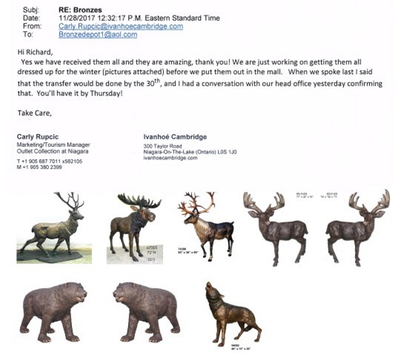 Bronze Elk Statue Outlook Mall Reference “They are amazing” - ASI TF3-81L Reference