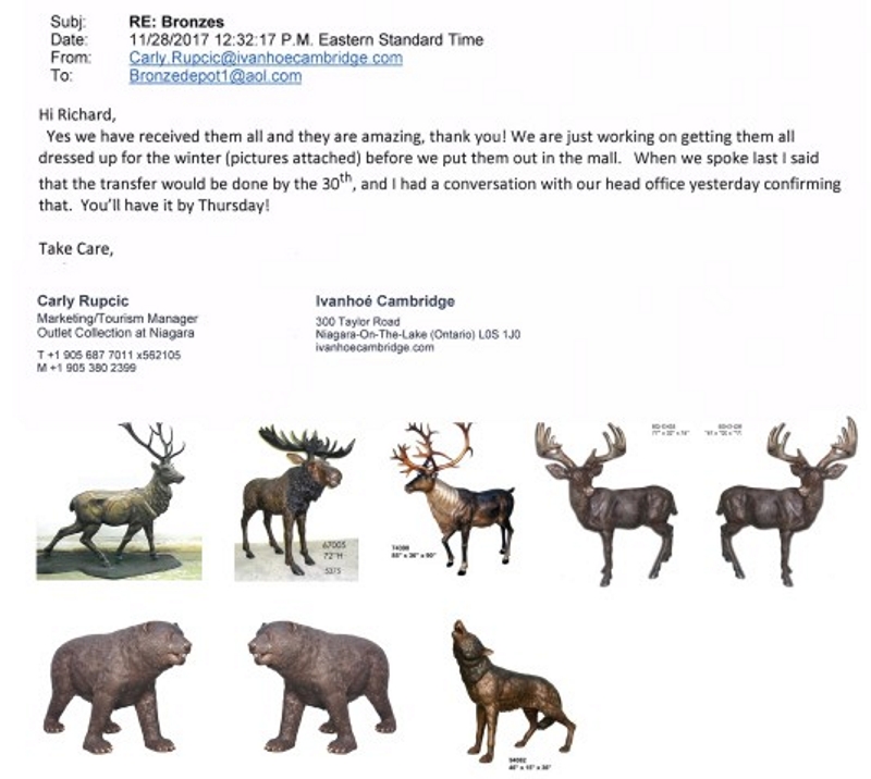 Bronze Deer Buck Statue Outlook Mall Reference “They look amazing” - ASI BQ-G435 Reference