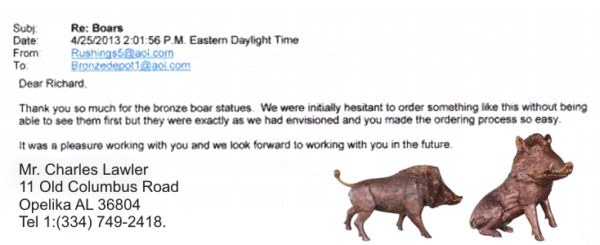 Bronze Wild Boar Statue “It was a pleasure working with you”