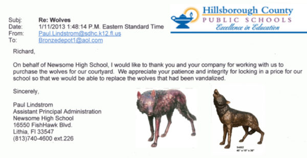 Bronze Howling Wolf Statue “We appreciate your integrity & patience”