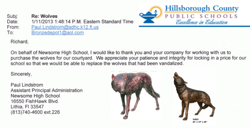 Bronze Howling Wolf Statue “We appreciate your integrity & patience” - AF 94082 Reference