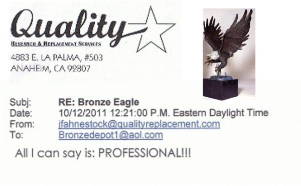 Bronze Eagle School Mascot Statue “All I can say is: PROFESSIONAL