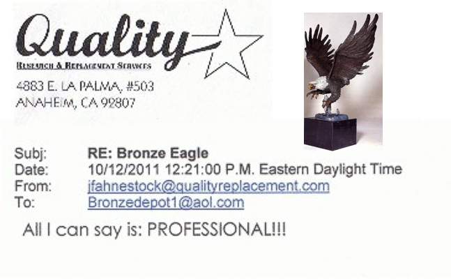 Bronze Eagle School Mascot Statue “All I can say is: PROFESSIONAL - ASB 115MO Reference