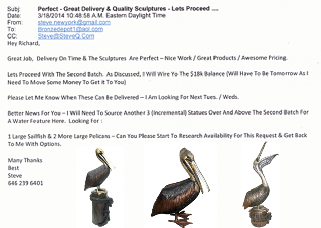 Bronze Pelican Statue “Nice Work / Great Products / Awesome Pricing” - AF 81097TS Reffernce