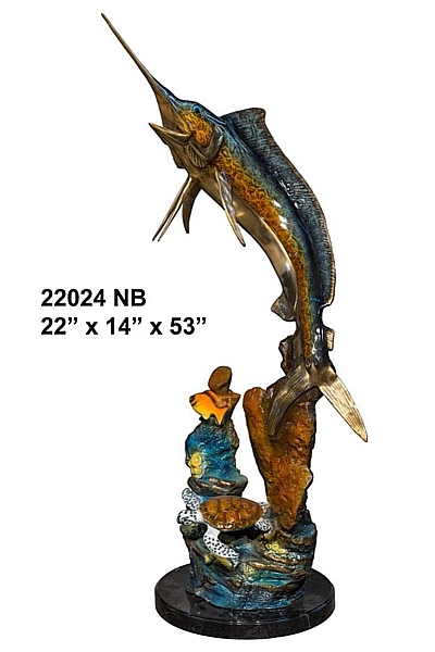 Bronze Sailfish Jumping Statue - AF 22024 NB