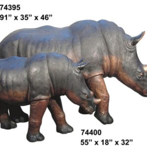 Bronze Hippopotamus and Rhino Statues