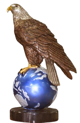 Bronze Eagle Globe Statue - BB 454-3