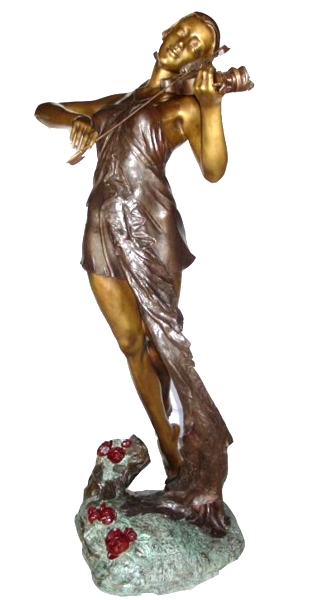 Bronze Lady Violinist Statue - KT AP-794