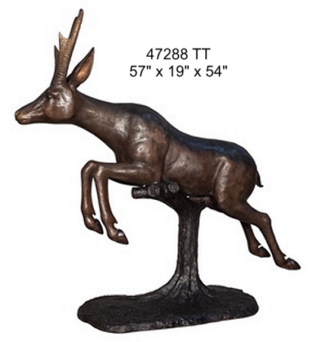 Bronze Jumping Deer Statue - AF 47288 TT